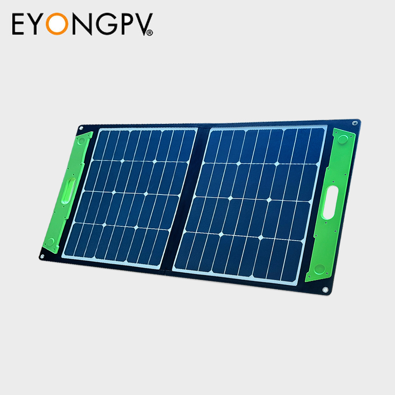80W 2Folds Sunpower Mono Foldable Folding Portable ETFE Solar Panel Charger Kit with Handles